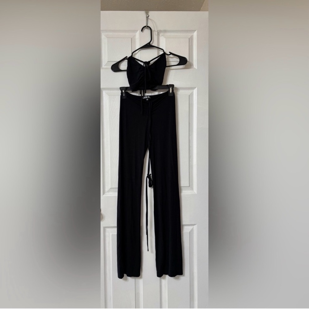I.AM.GIA XS Black Lace Up 2 Piece Outfit With Pants & Top